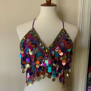 Festival Rave Bellydancer Coin Crop Top